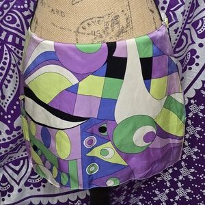 JB by Julie Brown Purple and Green Abstract Mini Skirt